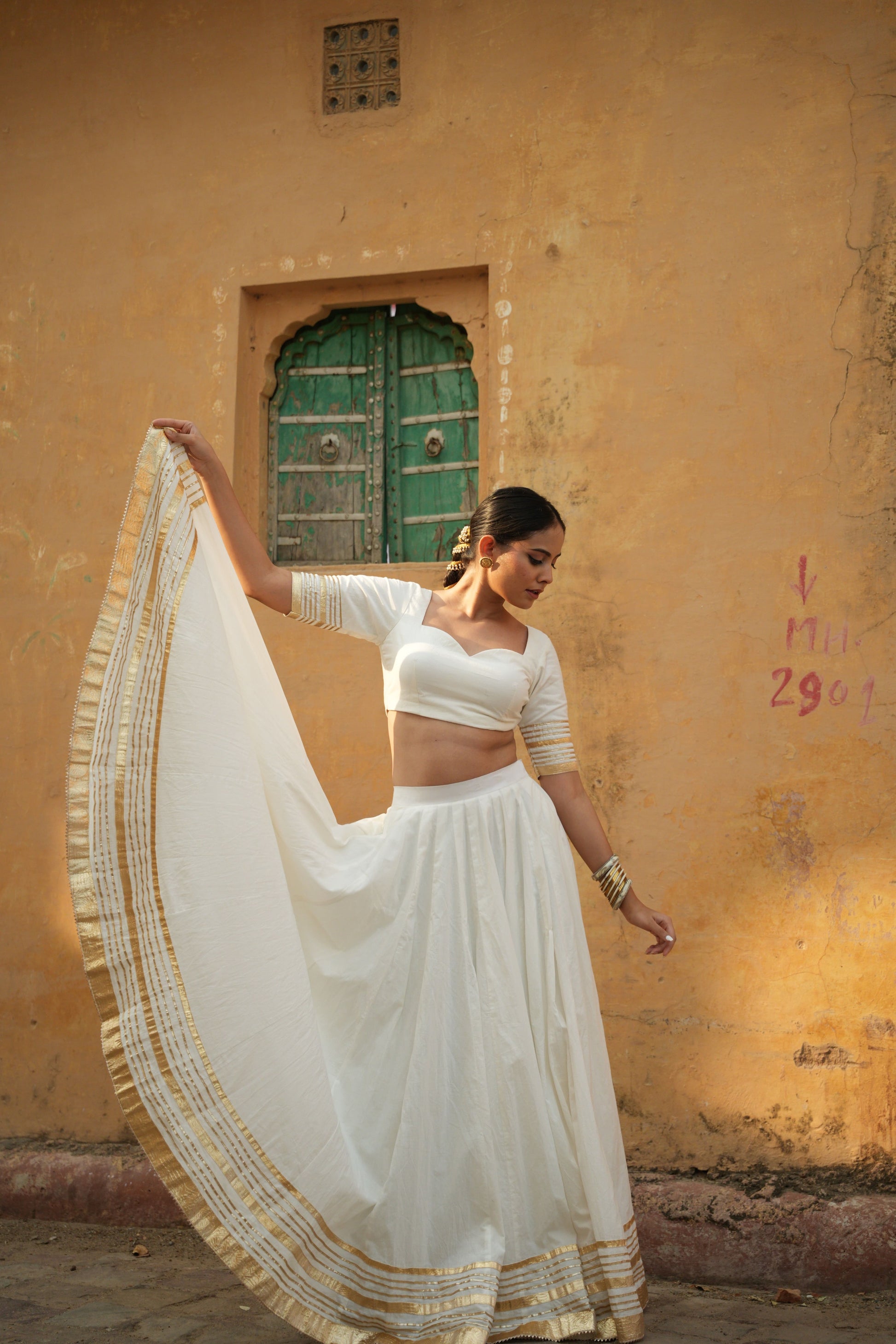 Traditional wear lehenga in cotton.