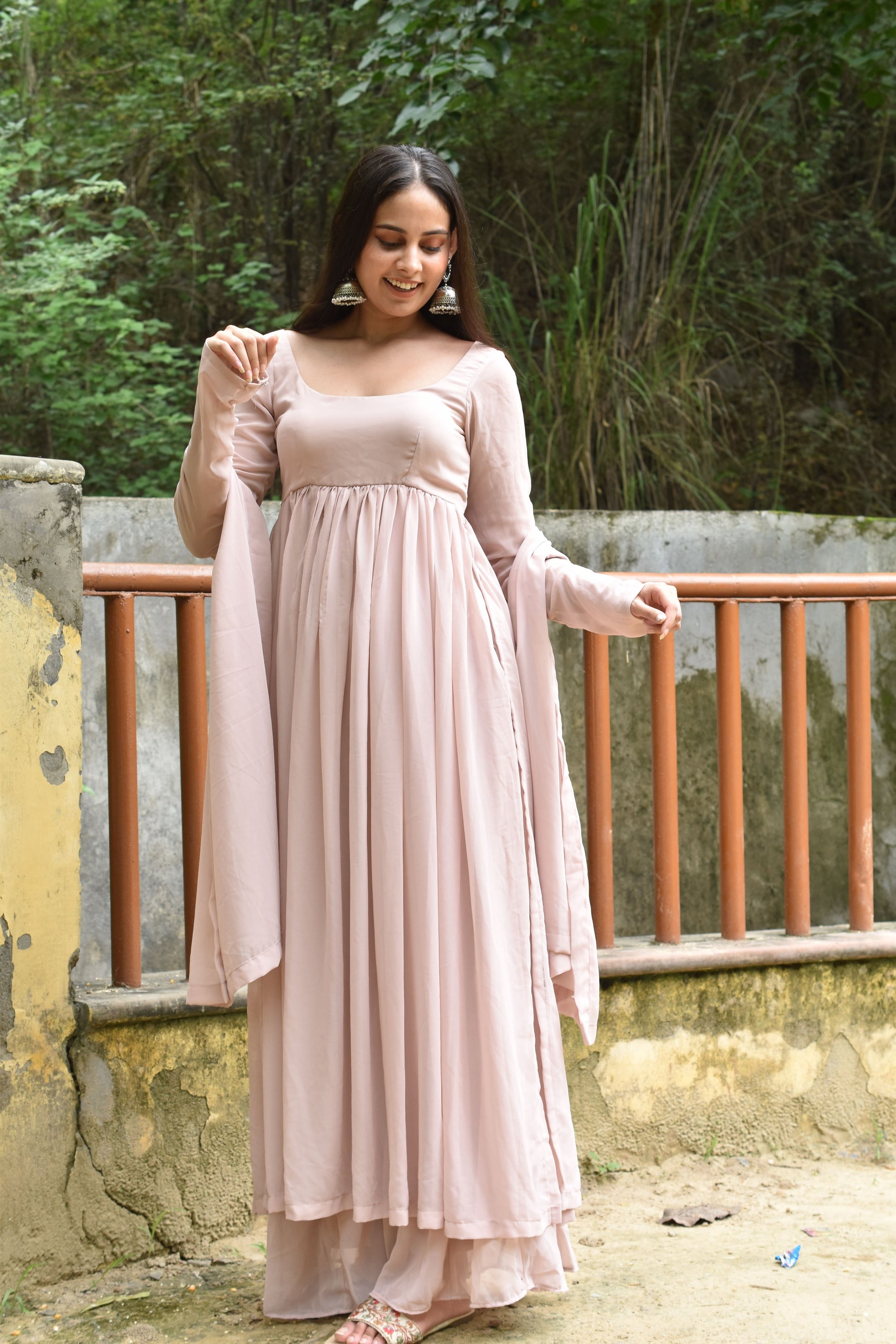 Pink anarkali suit