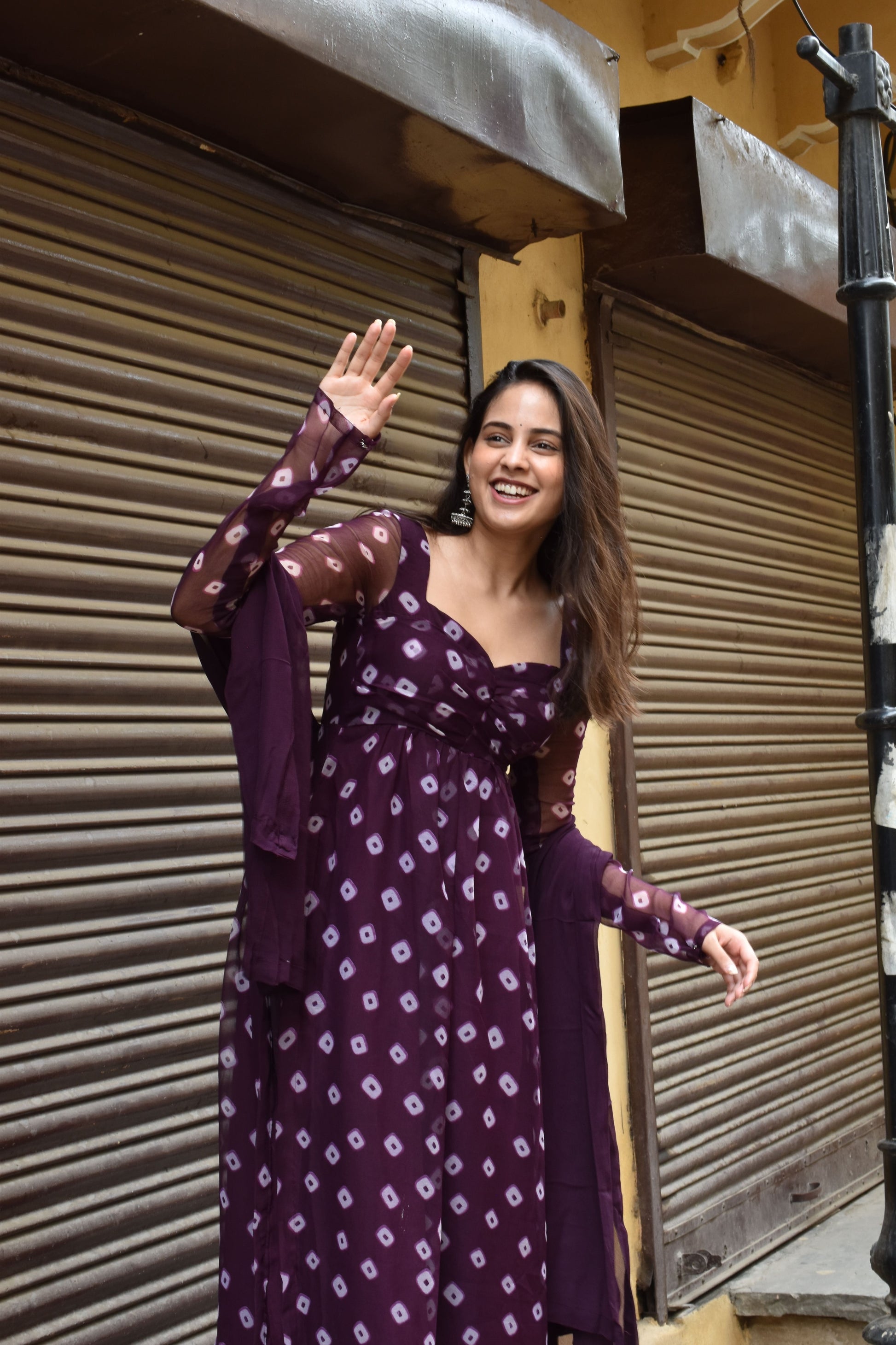 Purple georgette suit.