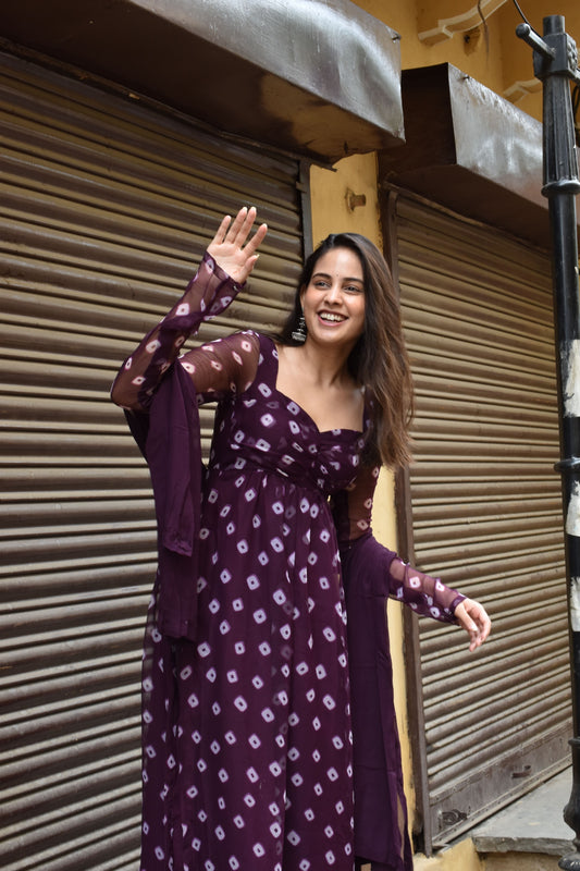 Purple georgette suit.