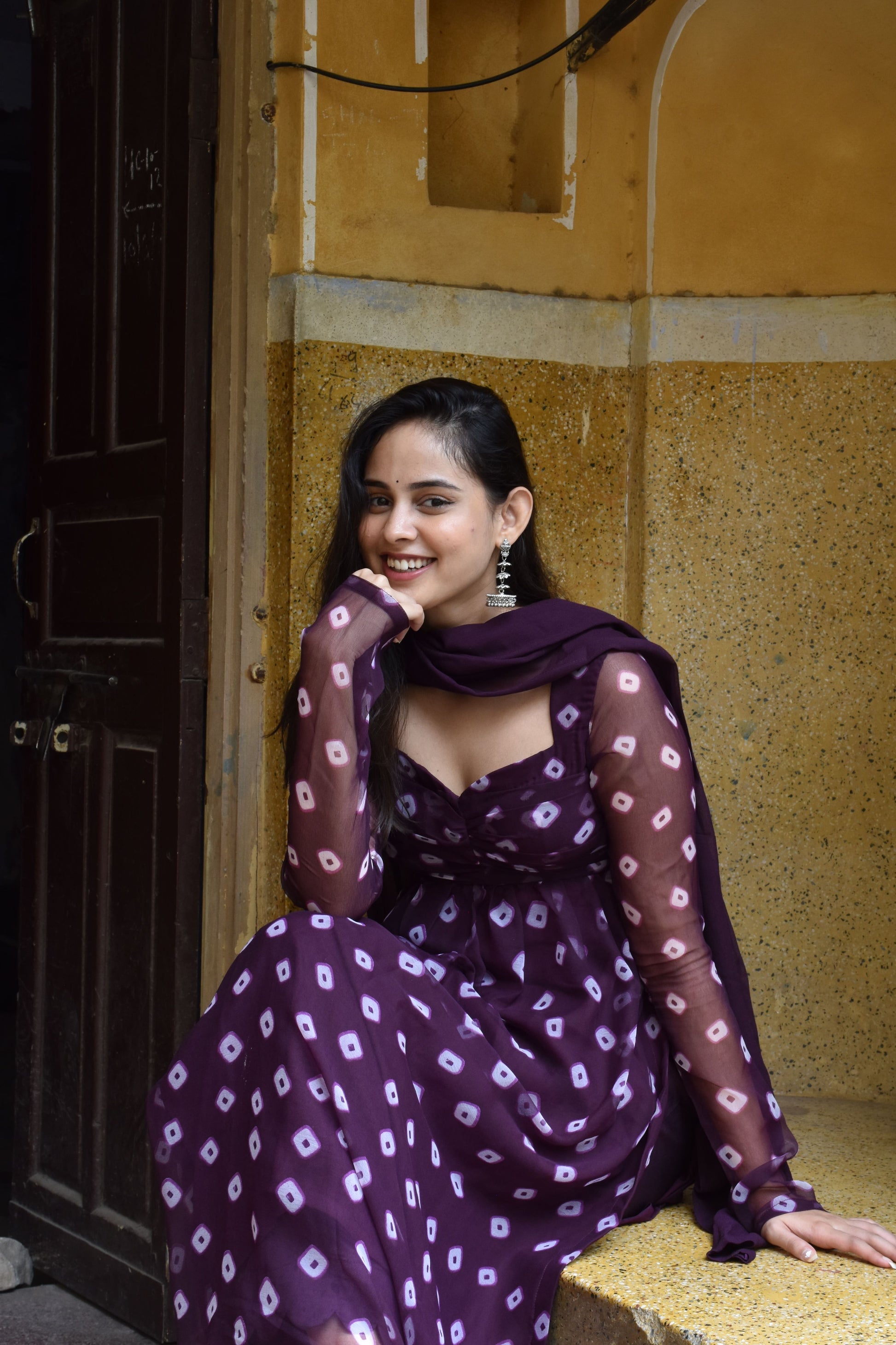 Bandhani / Bandhej print suit.
