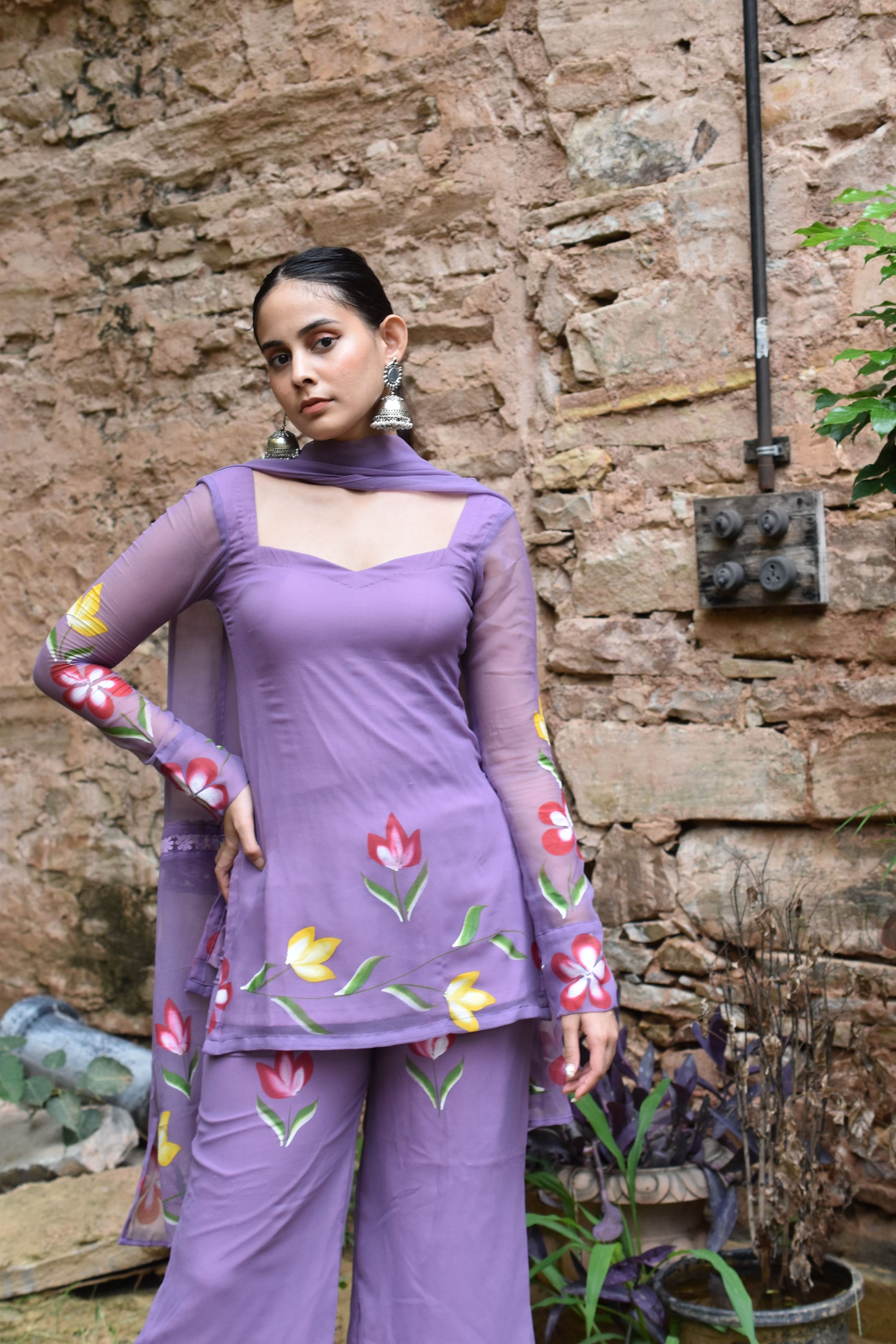 Fusion wear / Indian wear / Lavender Indian Outfit