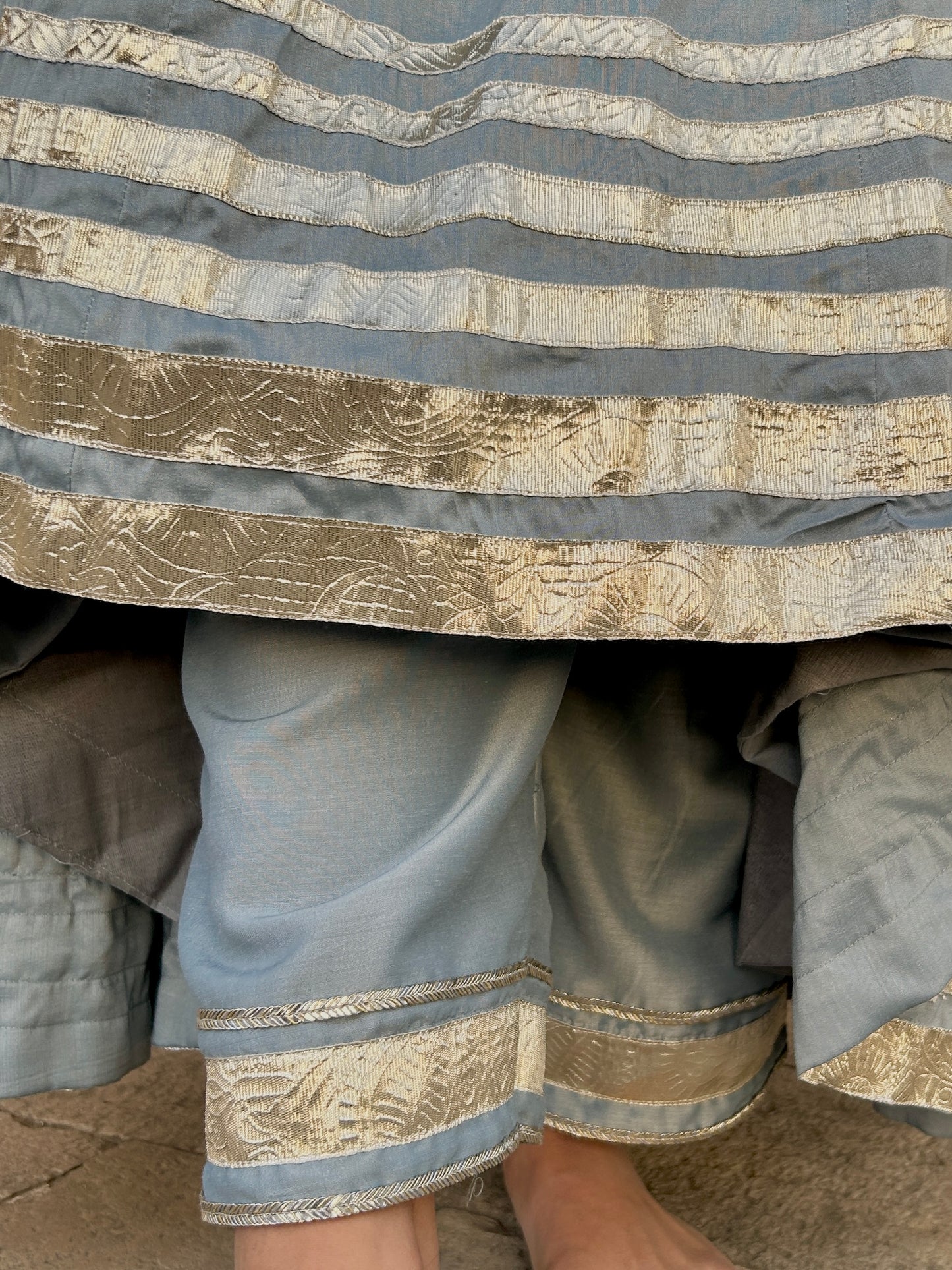 Pastel Blue Muslin Anarkali Suit Set with Gota Lappa Detailing