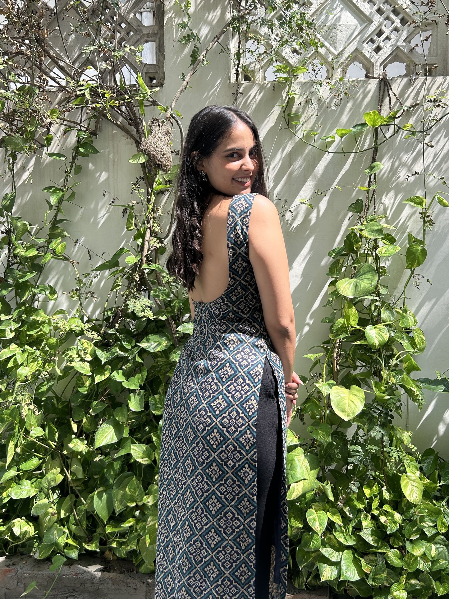 Printed Slub Rayon Long Straight Kurti