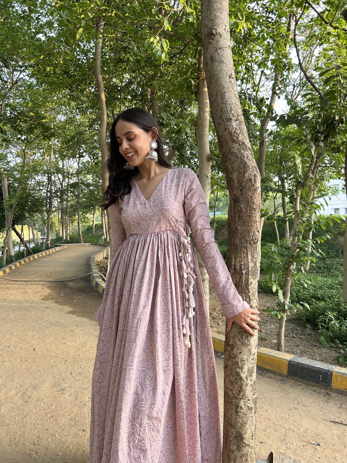Light lavender silk blend angrakha suit for family gatherings and festive events