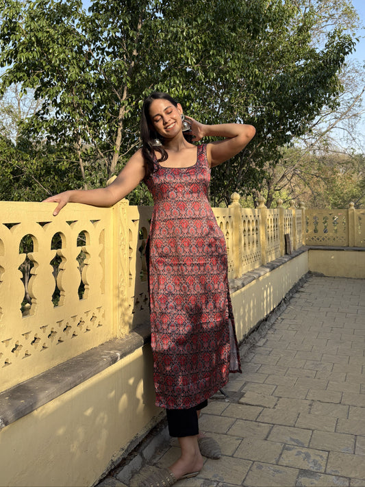 Padded black kurta