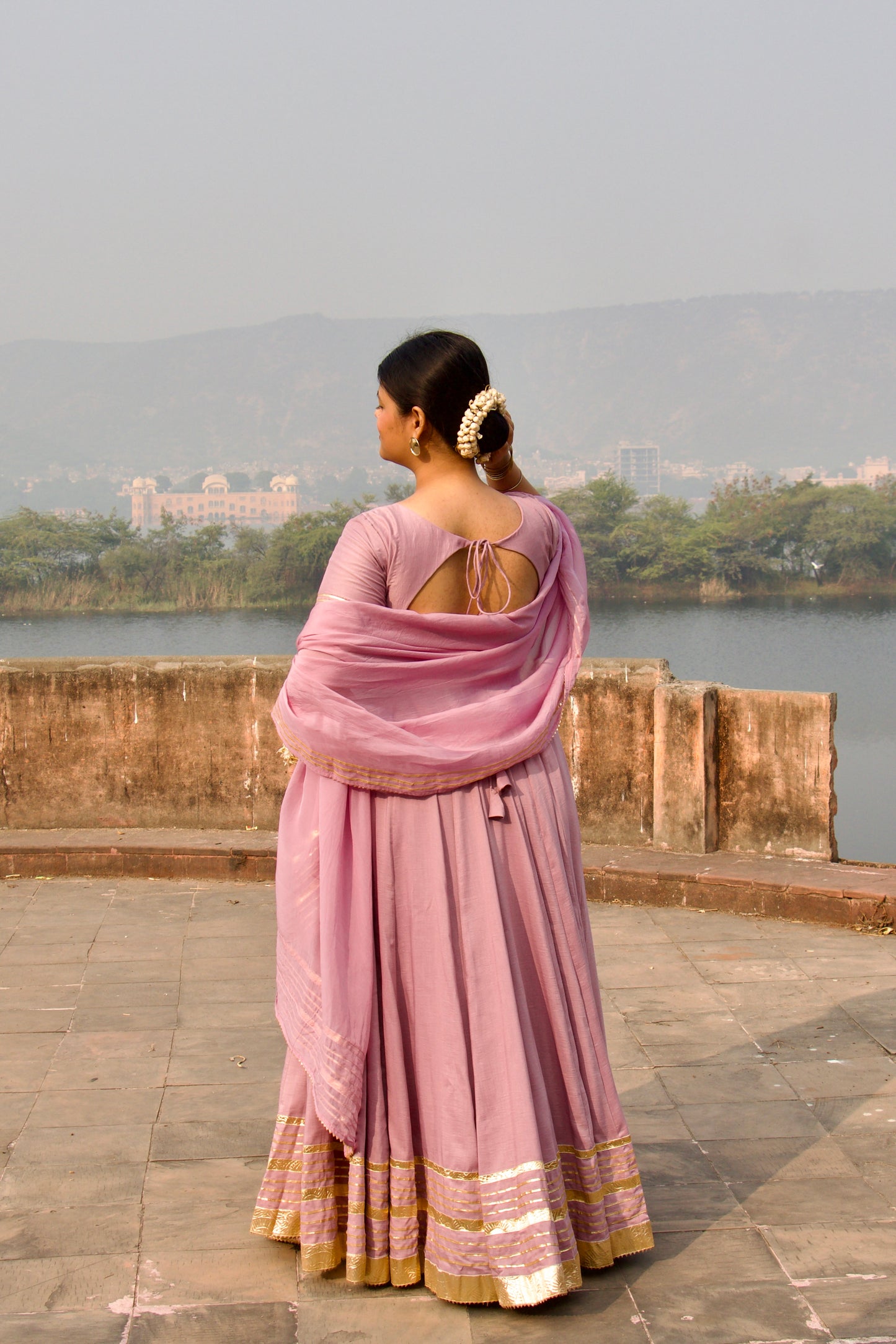 Lavender Chandni Muslin Lehenga with Gota Lappa Detailing